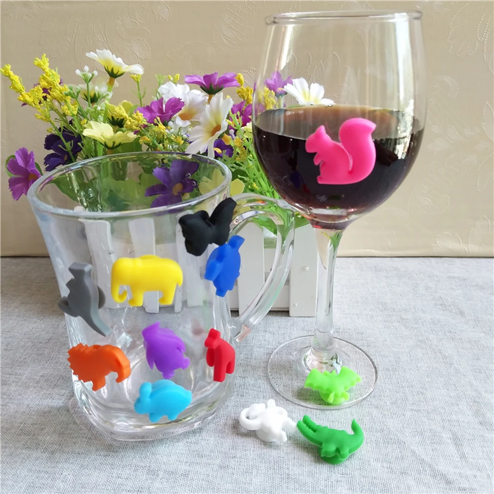 Markers Charms Drink Silicone Marker Cup Drinking Identifiers Recognizer Glasses Tags Label Bottle Party Cocktail Drinks Animals