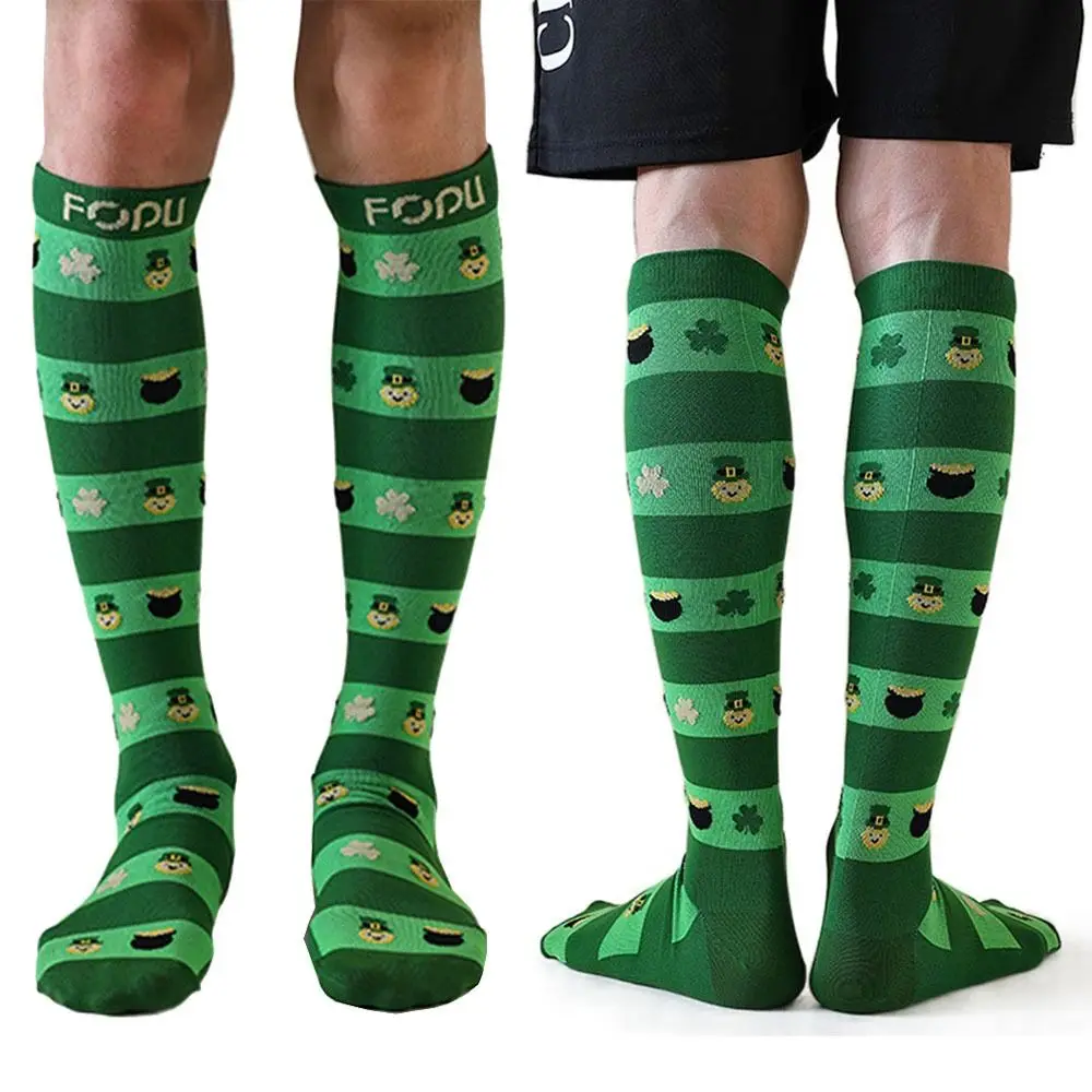 Calzini a compressione elastica Modello divertente Calze a pressione multicolori Comode calze al ginocchio per polpacci Sport all'aria aperta