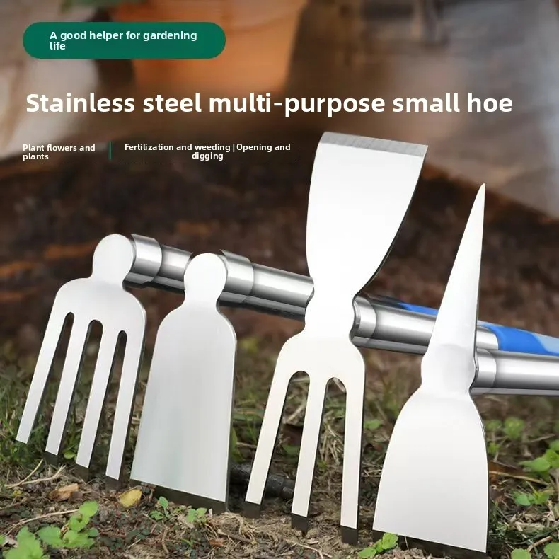 Multifunctional Stainless Steel Dual-purpose Hoe Farm Tools Farming Vegetables Digging Soil Weeding Flowers  Artifact Rake