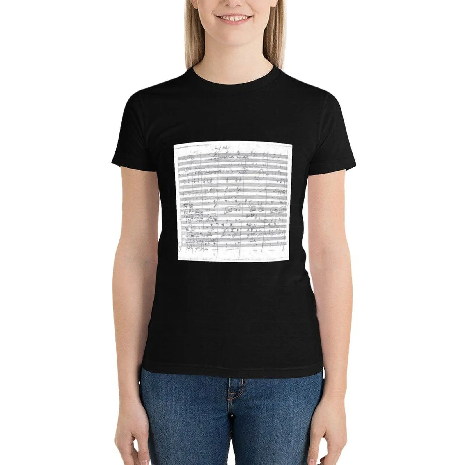 

Handwritten Page of Beethoven's Ninth Symphony Fourth Movement T-Shirt summer clothes Female clothing t shirts for Women graphic