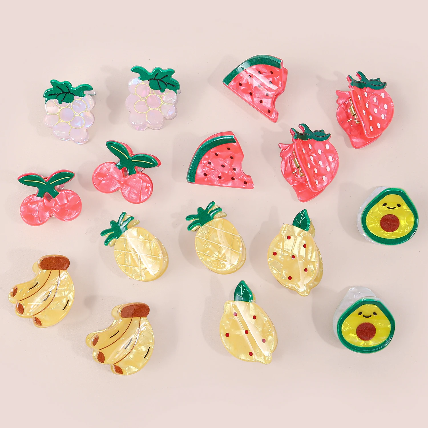 

8/16pcs Cartoon Fruit Acetic Acid Mini Grabber For Girls Cute Fashion Hair Clips For Kids Women Daily School Hair Accessories