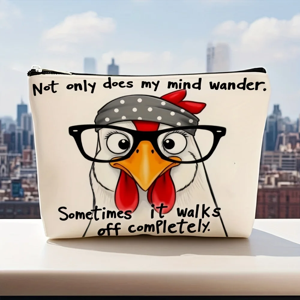 Bolsa de maquiagem de frango de desenho animado ACute – uma linda bolsa multifuncional com zíper, bolsa de armazenamento de joias