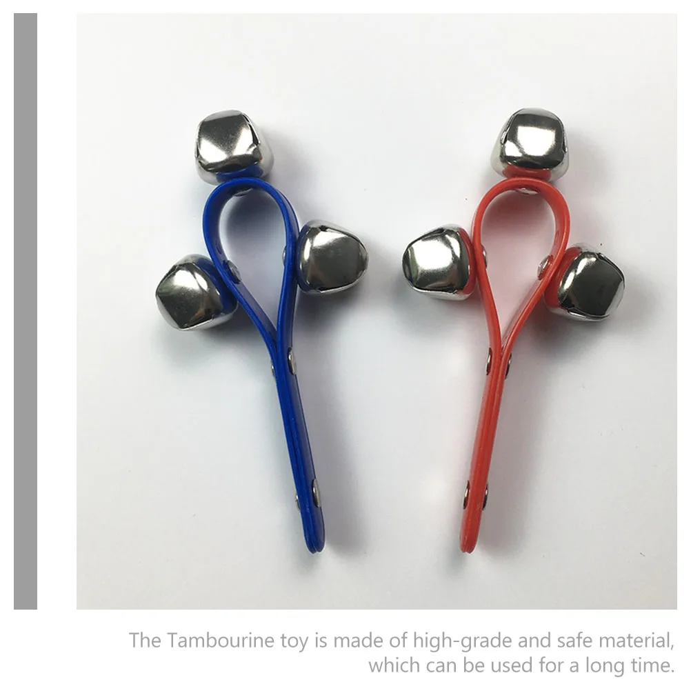 

2 Pcs Hand Ring Bell Kids Musical Instruments for Toy Percussion Tambourines Preschool Plastic Baby