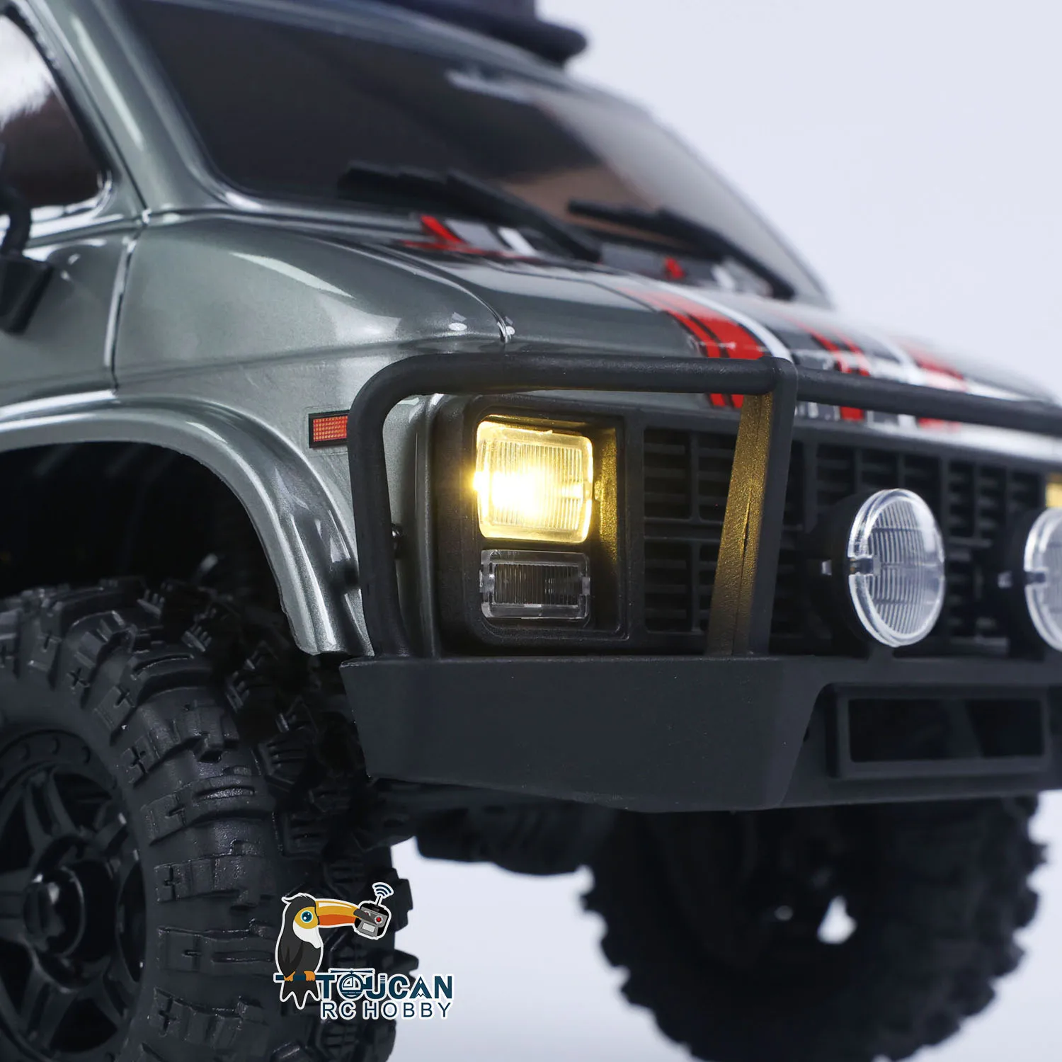 1/18 CR18P 1810503 하비 플러스 4X4 RC 락 크롤러 자동차 무선 조종 오프로드 자동차 락밴 램프 시스템 충격 흡수 장치 장난감