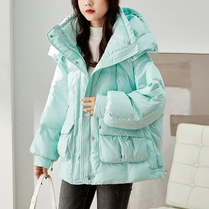 

New Women Down Cotton Jacket Loose Thicke Winter Warm Padded Jacket Fashion Female Hooded Parker Outerwear Cotton Clothes Trendy
