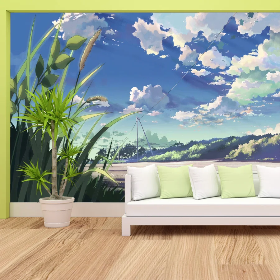 Self Adhesive Optional,Waterproof Floral Spring Season Sky Cloud Landscape Wallpaper for Living Room Walls Papers Art Home Decor