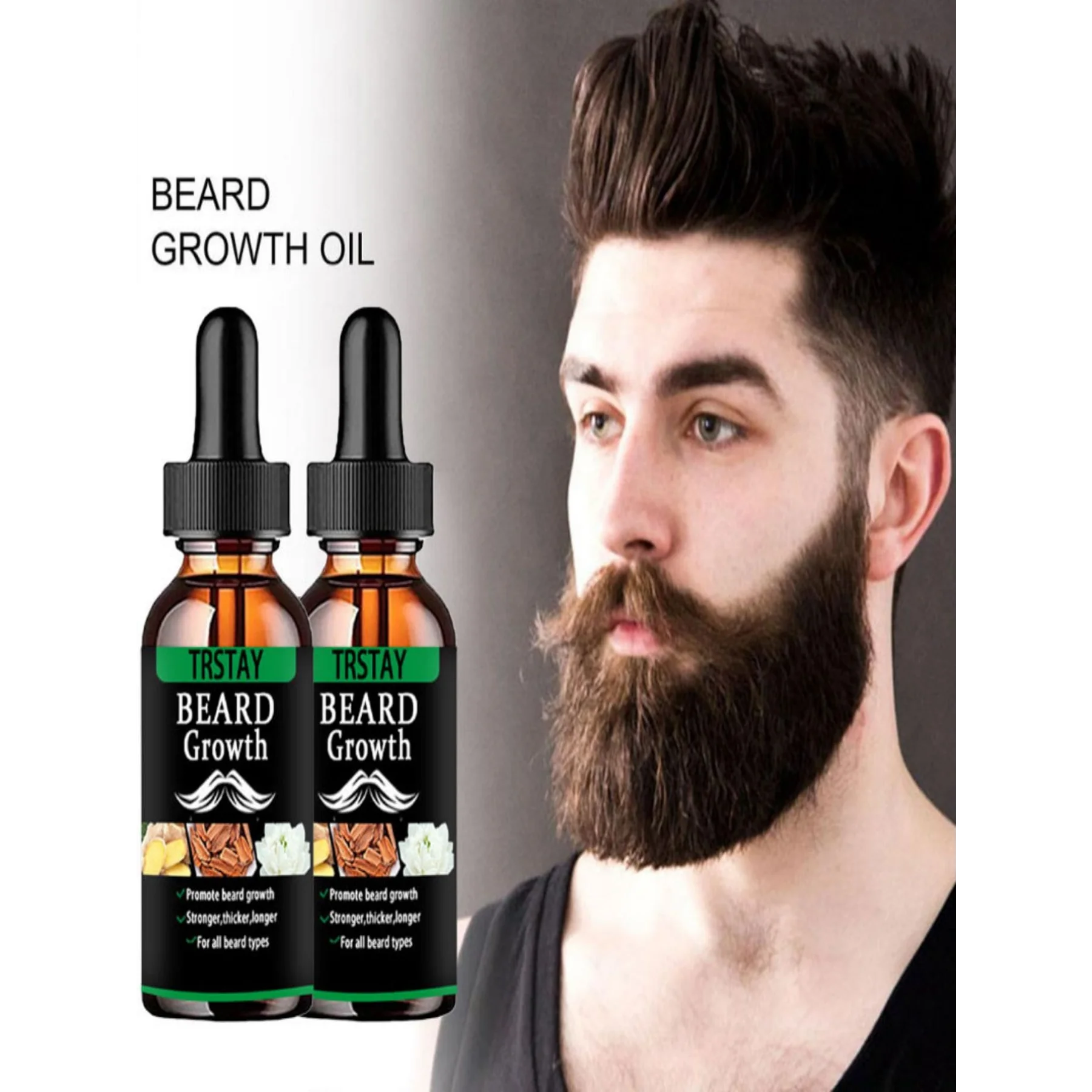 NEW Beard Hair Growth Essential Oil Anti Hair Loss Product Natural Mustache Regrowth Oil for Men Nourishing Beard Care Roller