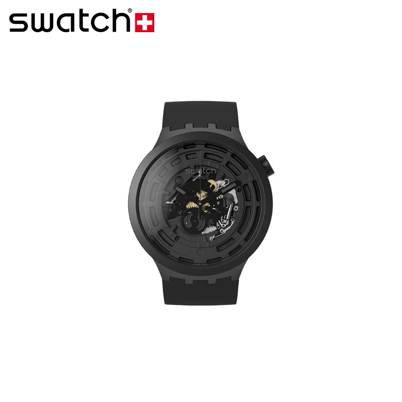 Swatch SB03B100 BIG BOLD Bioceramic Pure White Hollow Watch, 47mm Extra Large Diameter, Unisex Valentine's Day gift