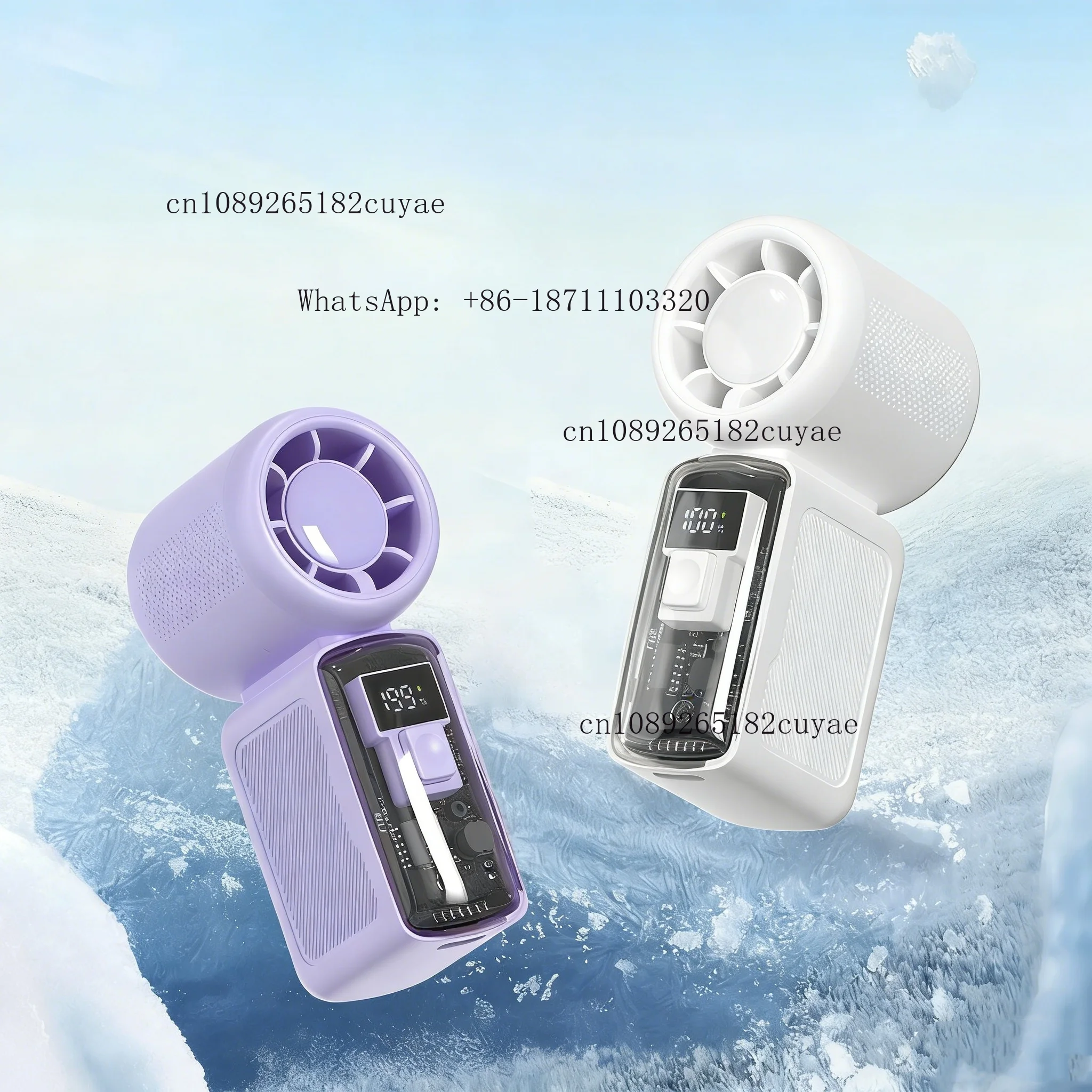 High Quality Handheld Portable Turbo Fan 2400Mah Ice Cooling 199 Speeds Adjustable LCD Digital Display Cooling Fan for Travel