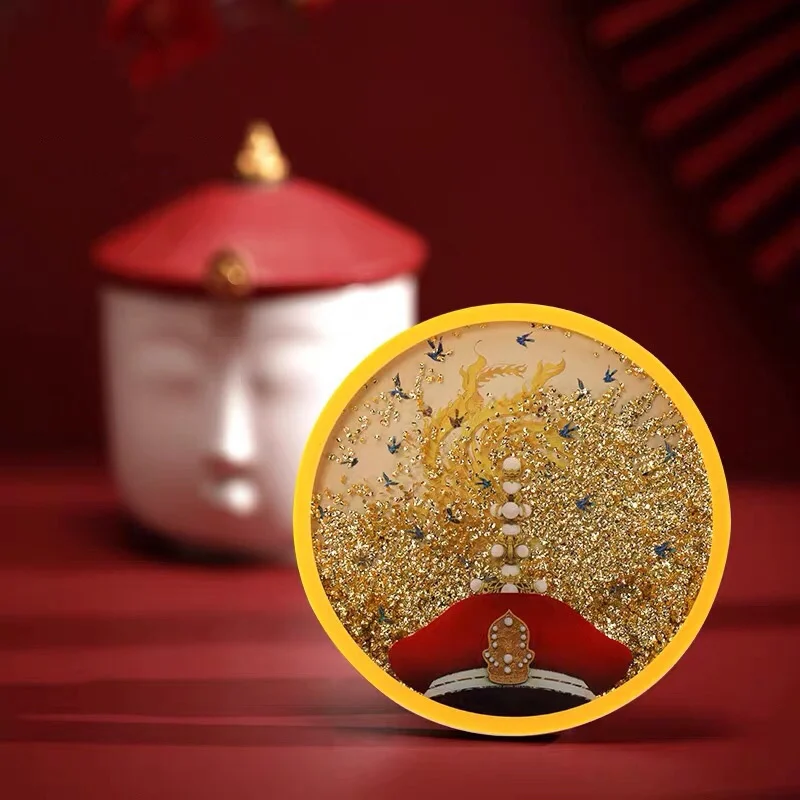 【Hot】Creative Quicksand Round Coasters Anti-Skid Heat Resistant Pads Gold Flow Insulation Mats Beautiful Placemats Tableware