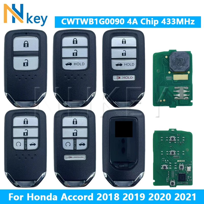 

NHEKY для Honda Accord 2018-2021 бесконтактный автомобильный пульт дистанционного управления Smart Key 4A чип CWTWB1G0090 433 МГц 72147-TVA-A21 72147-TWA-A1