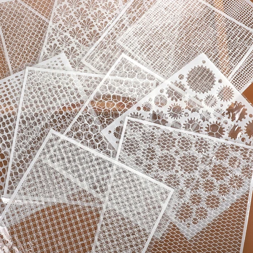 Ladrillo rojo panal pez escamas gráfico plástico Panel de enmascaramiento sello creativo DIY diario suministros para estudiantes papelería