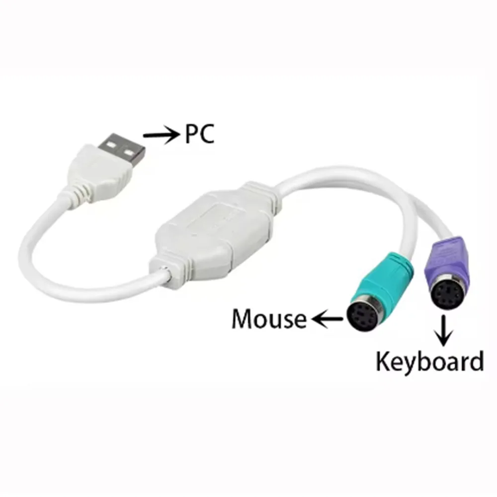 1PCS USB to PS2 Female Cable Adapter Converter USB to Two PS/2 Use For Keyboard Mouse Computer Cables & Connectors