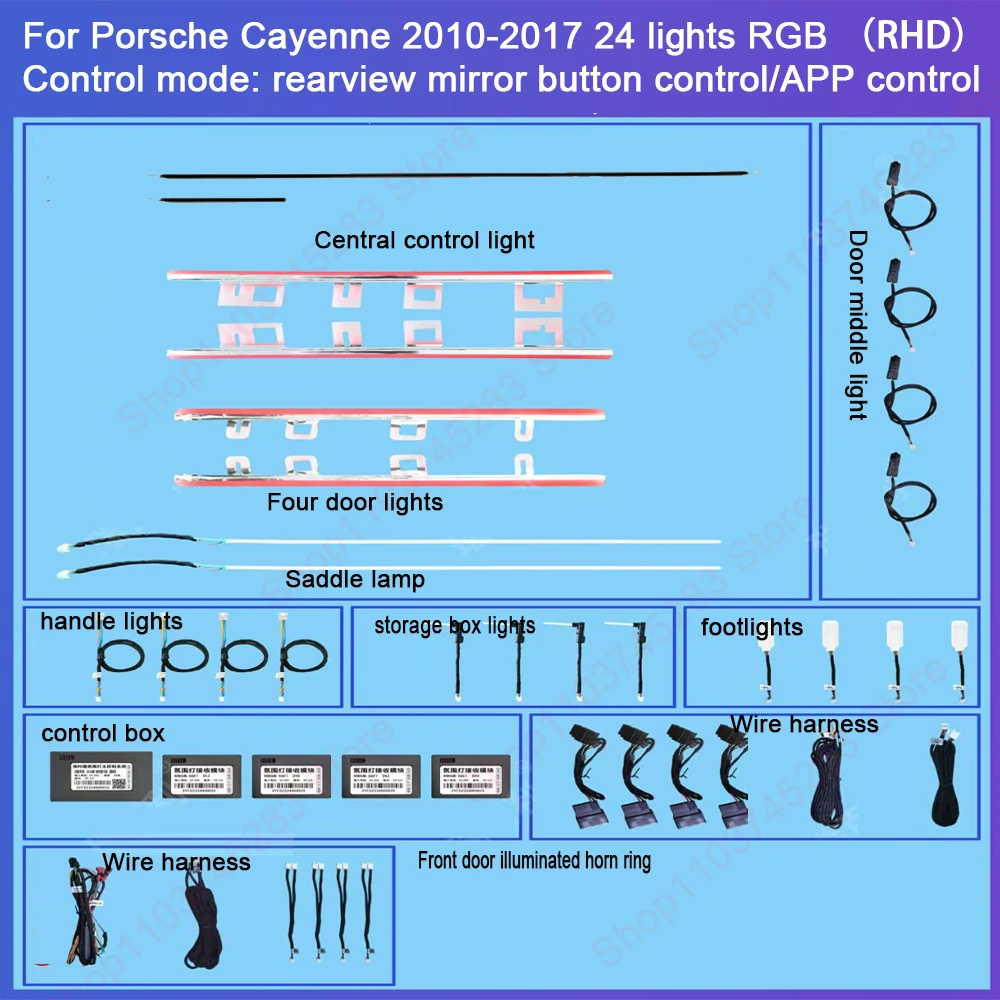 New LED Atmosphere Light For Porsche Cayenne 2010-2017 Car Lighting Door Panel Ambient Light Set Decorative Atmosphere Lamp