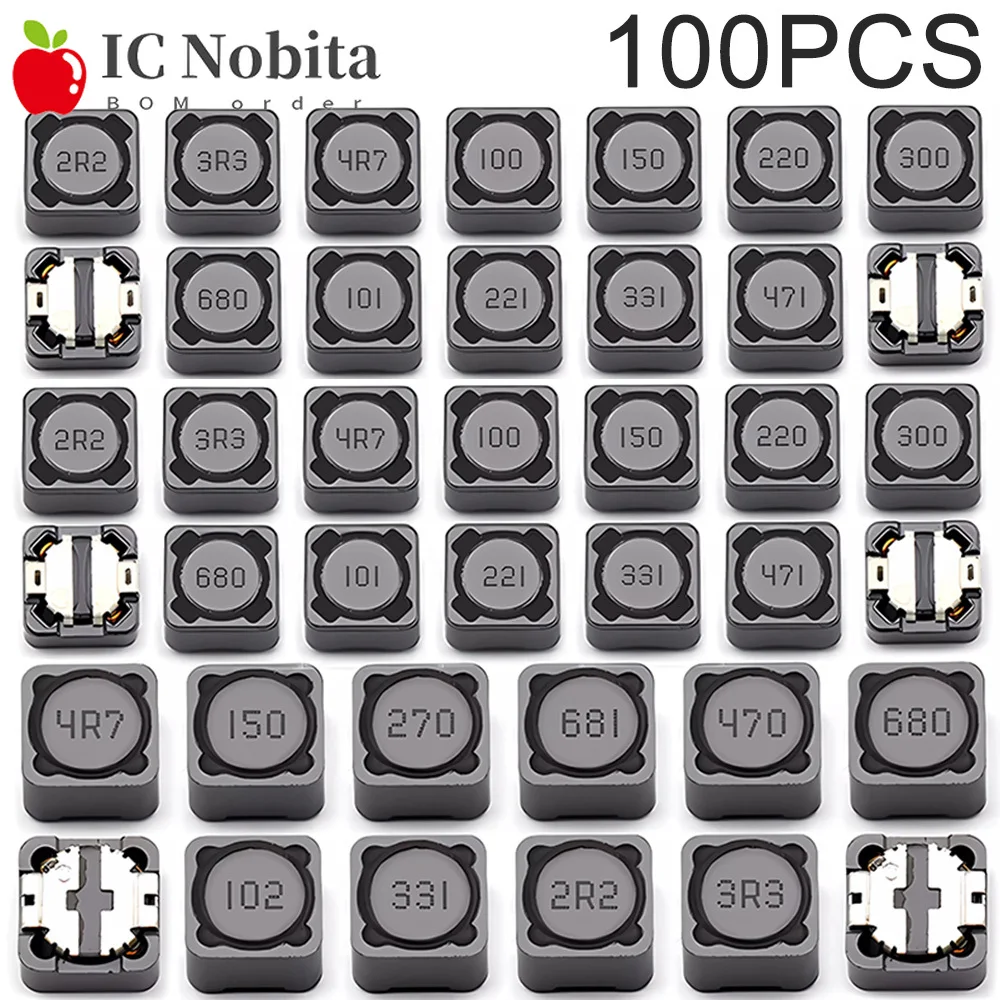 100PCS SMD Power Inductor CDRH127 CD127 1mH 2.2uH 3.3uH 4.7uH 6.8uH 10uH 15uH 22uH 33uH 47uH 68uH 100uH 101 UH Chip Inductor