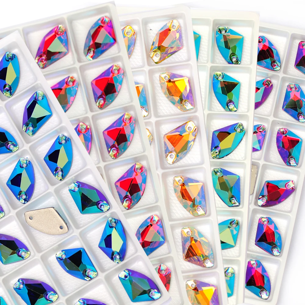 Pubrilex Galactic 9x14mm 12x19mm AB-beschichtete Aufnähsteine, Glitzer-Glas-Nähkristalle für Kleidungsstücke und Accessoires – Detail 4