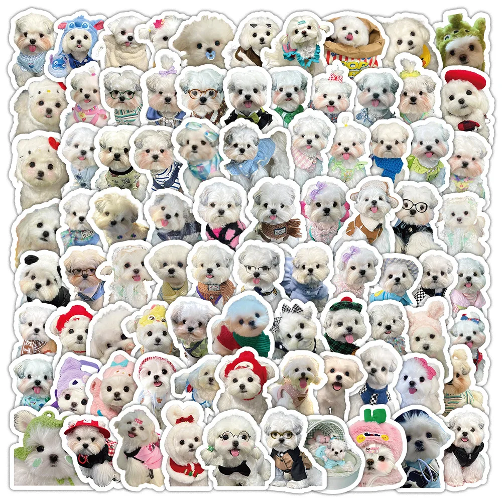 10/30/50/100PCS Kawaii Dog Stickers Cute Maltese Dog Sticker DIY Luggage Laptop Phone Car Bike Skateboard Graffiti Decals Toy