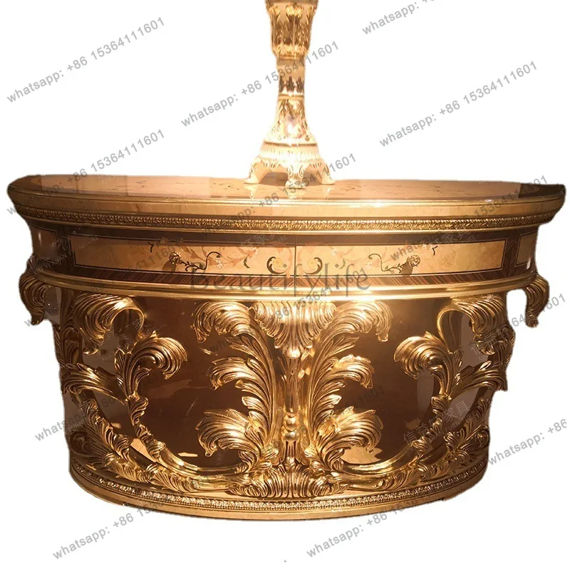 French console table mahogany carved side table court gold leaf European villa furniture