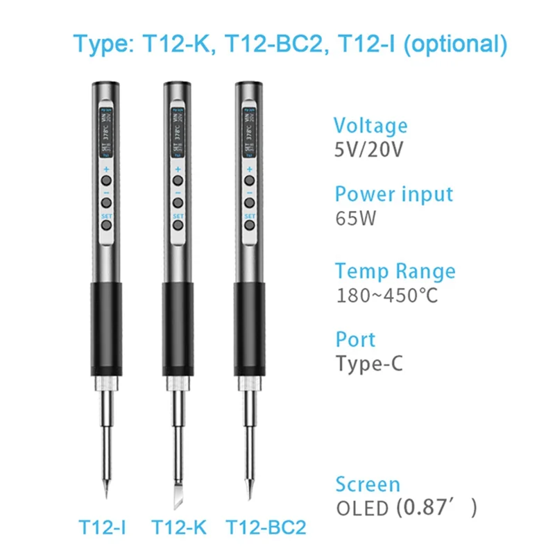 

B03C-PTS100 T12 65W Electric Soldering Iron Fast Melting Tin Welding Tool Hand-Held Fast Heat Conduction