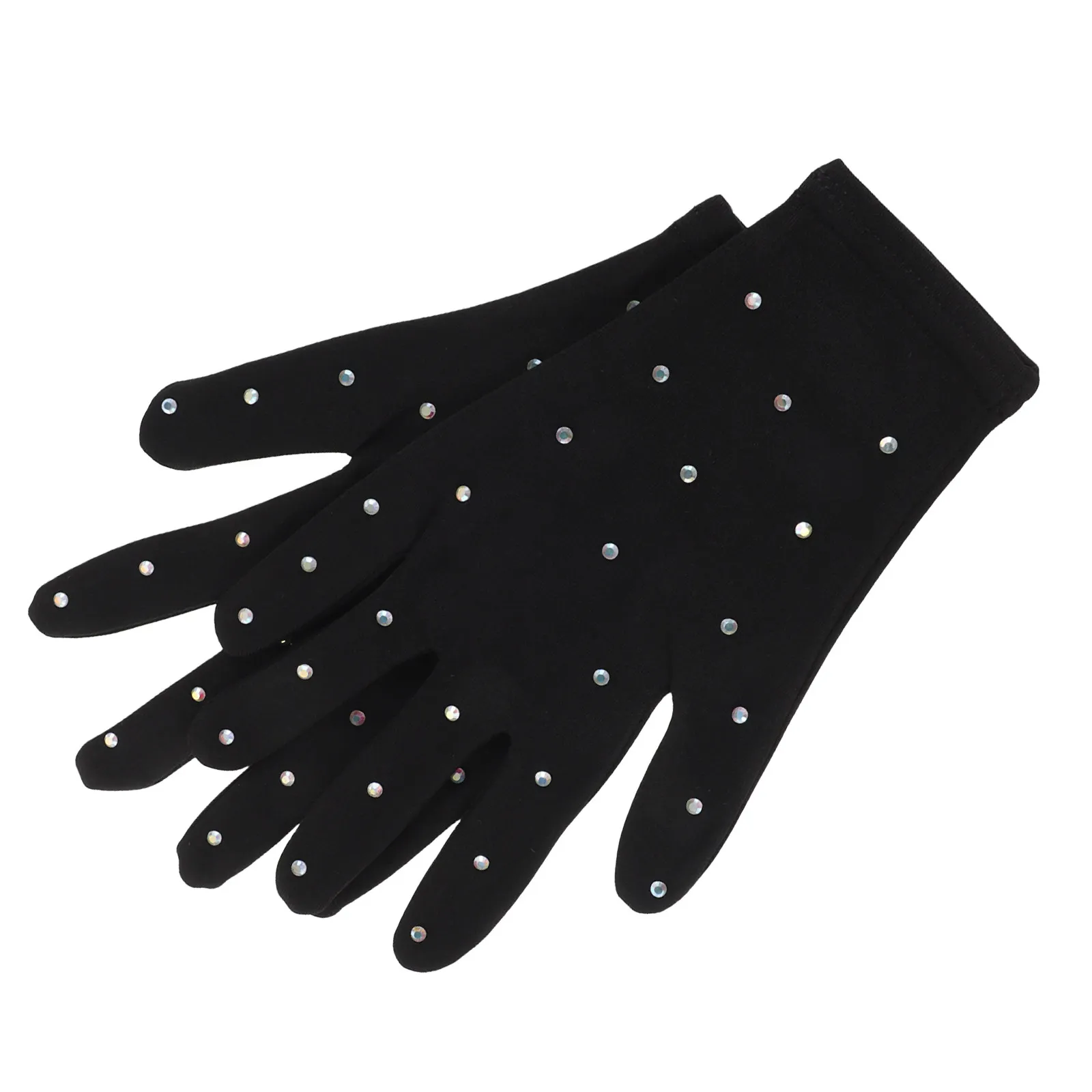 1 Pair Flower Pattern Ice Skating Gloves Rhinestone Skin Tone Thermal Non Slip Performance Dance Figure Skating Accessories