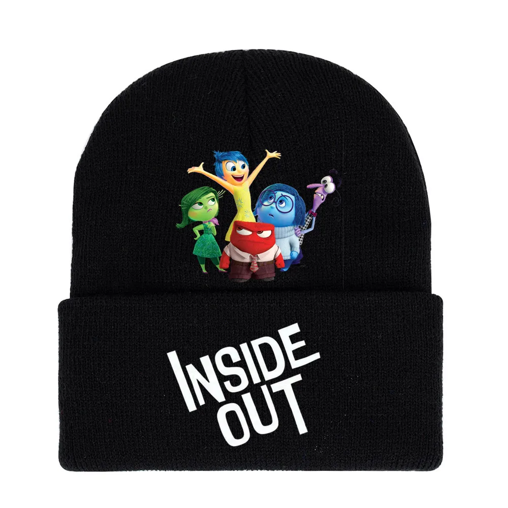 Cute Inside Out cartoon movie embroidery knit hat beanie Inside Out Printed hat pullover hat warm Anger Joy Disgust Sadness