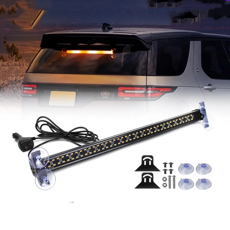 Car Emergency Strobe Light Bar Windshield Hazard Warning Flashing Suction Lamp 80LED 12-24v for Police Trucks Car Accessories