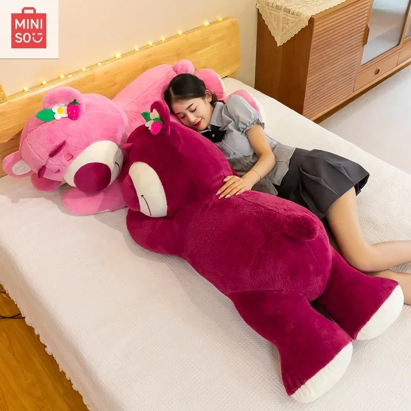 MINISO Disney Sweet Lotso Sitting Doll Kawail Soft Children's Toy Anime Peripheral Home Decoration Pillow Birthday Gift Christma