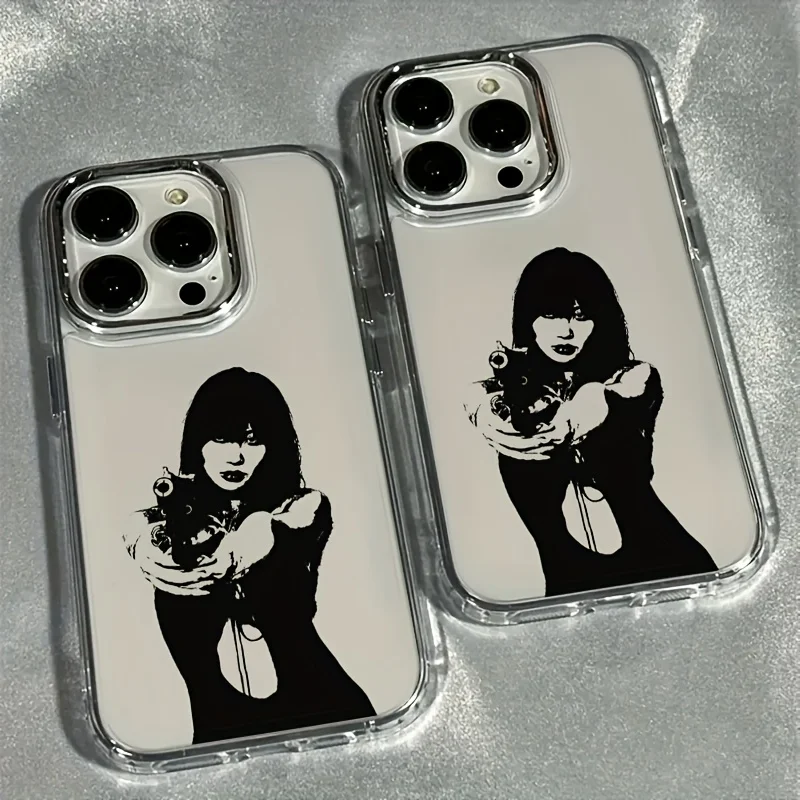 

Female gun pattern phone case for iPhone 17/17 Air/17 Pro Max/16/15/14/13/12/11 phone case back cover