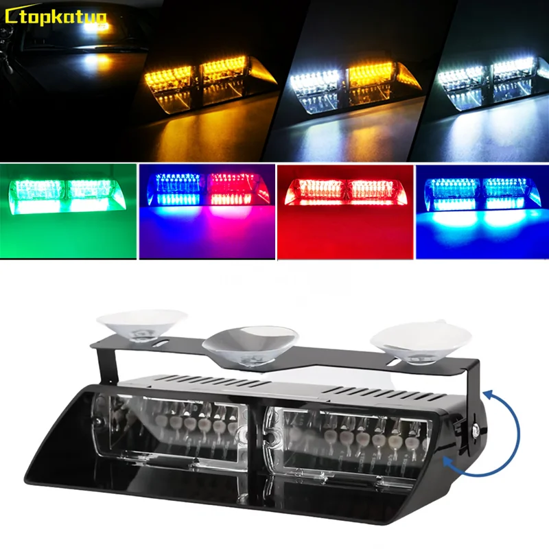 

Hazard Flashing advisor Windshield Strobe Light 16 LED Emergency Warning Signal Lamp Windshield Strobe with Suction Cups