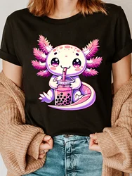 Axolotl Print Crew Neck T-shirt Short Sleeve Casual Top for Summer & Spring Women's Clothing Spring Women's Clothing