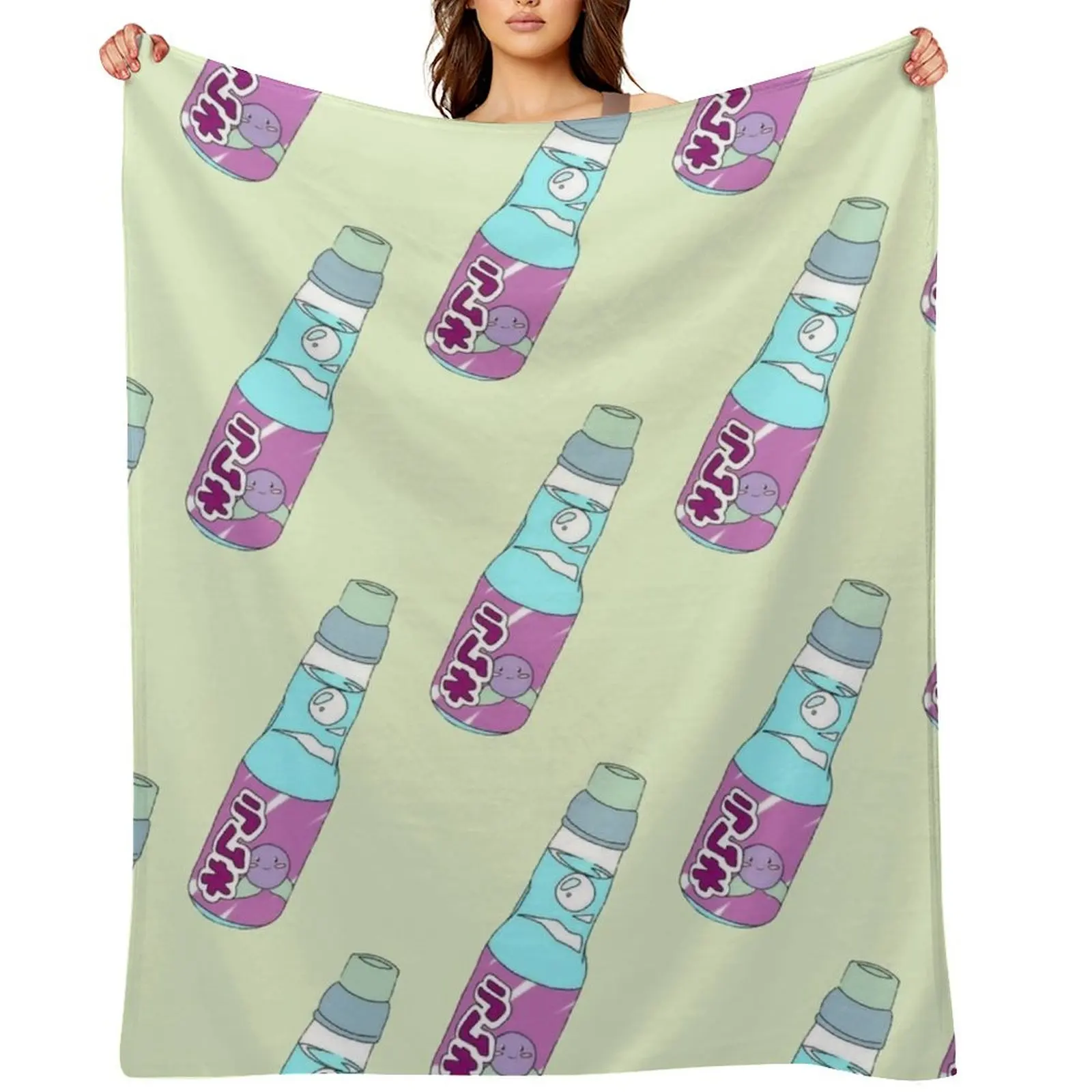 

Kawaii Blueberry Soda Drink Throw Blanket Soft Thins Warm Sofas Blankets