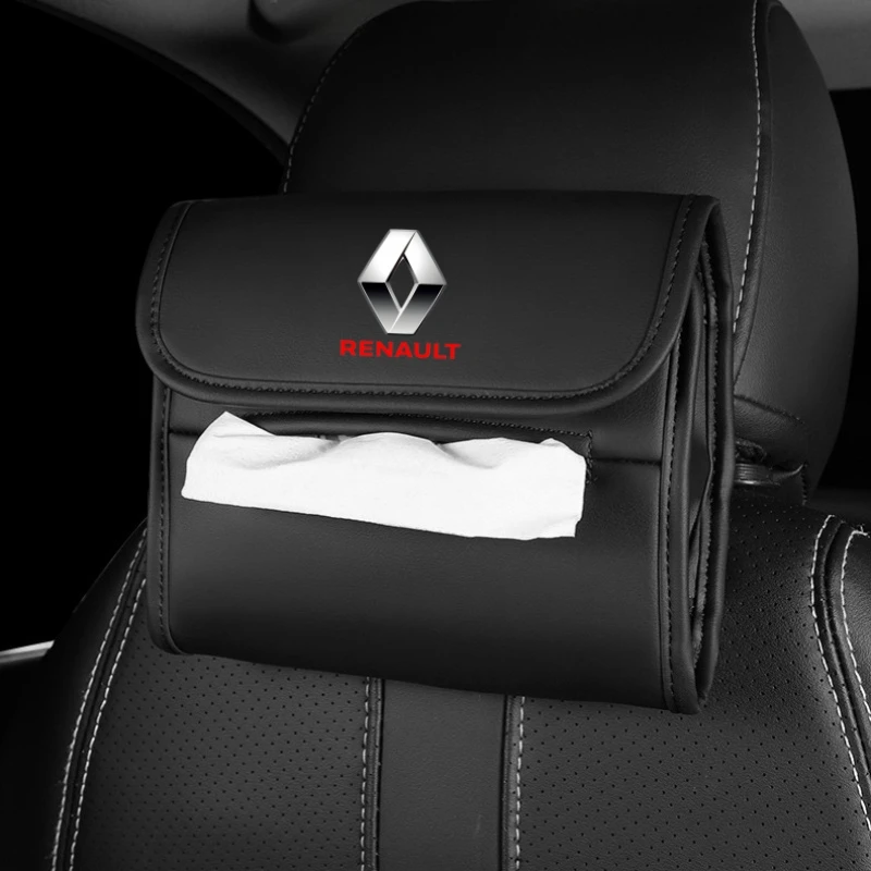 

1Pcs Car Leather Hanging Tissue Box Seat Back Napkin Paper Storage Bag For Renault Grand Scenic 4 XMOD Megane Clio 4 Laguna 3 Co