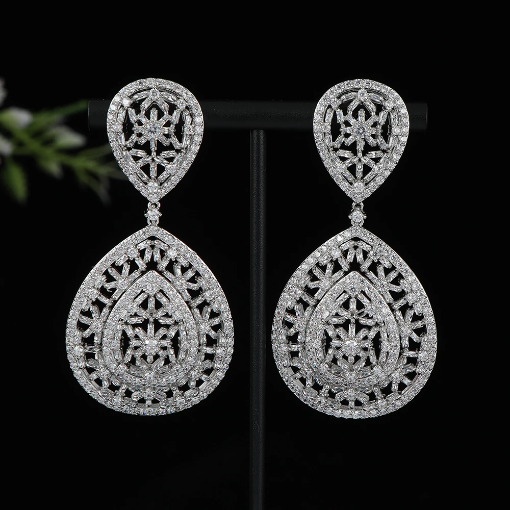 

Luxury Totem Waterdrop Earrings For Women Wedding Cubic Zirconia CZ DUBAI Bridal Earring Jewelry Accessories E1197