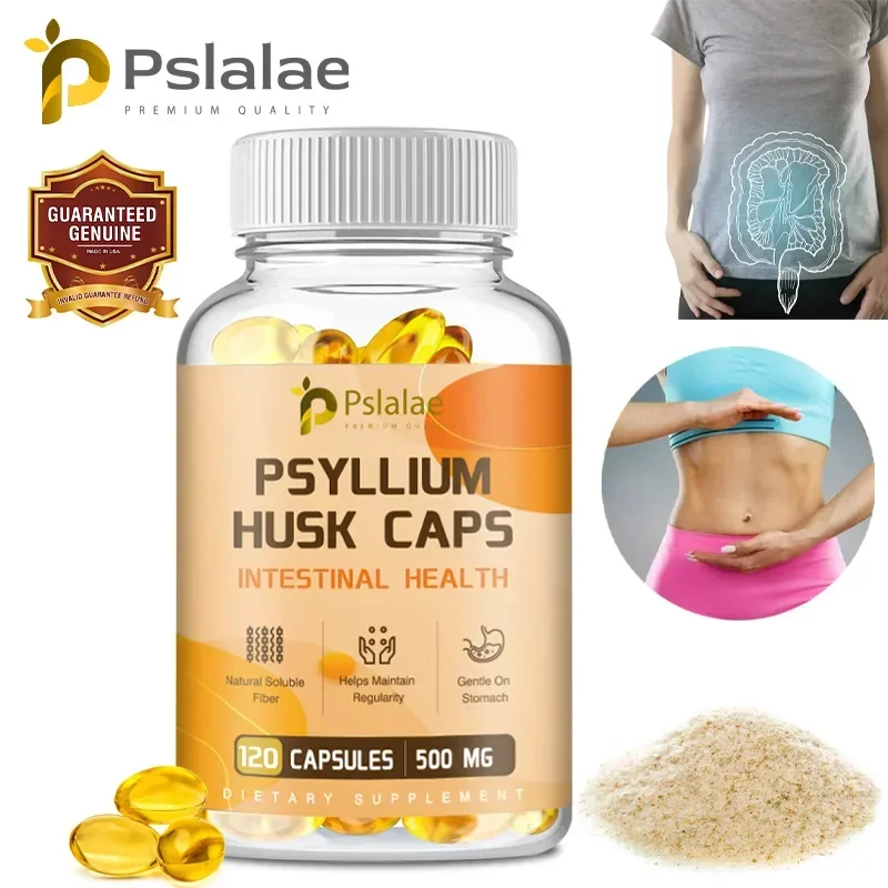 Psyllium Husk Capsules 500 Mg - Supports Intestinal Health and Improves Digestive System