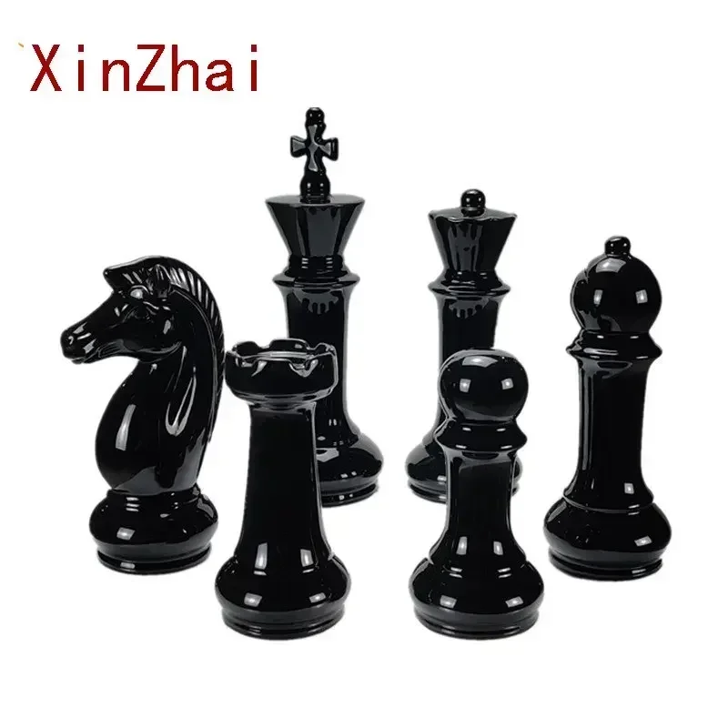 

VILEAD Six-Piece Set Ceramic International Chess Figurines Creative European Craft Home Decoration Accessories Handmade Ornament