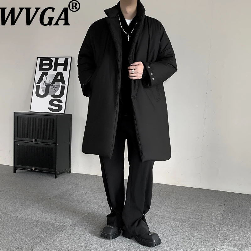 WVGA خريف شتاء جديد الرجال Y2K ياماموتو نمط منتصف طول الظلام نمط سترة قطن المتخصصة شيك عادية الوقوف طوق معطف Ins W16237 #1