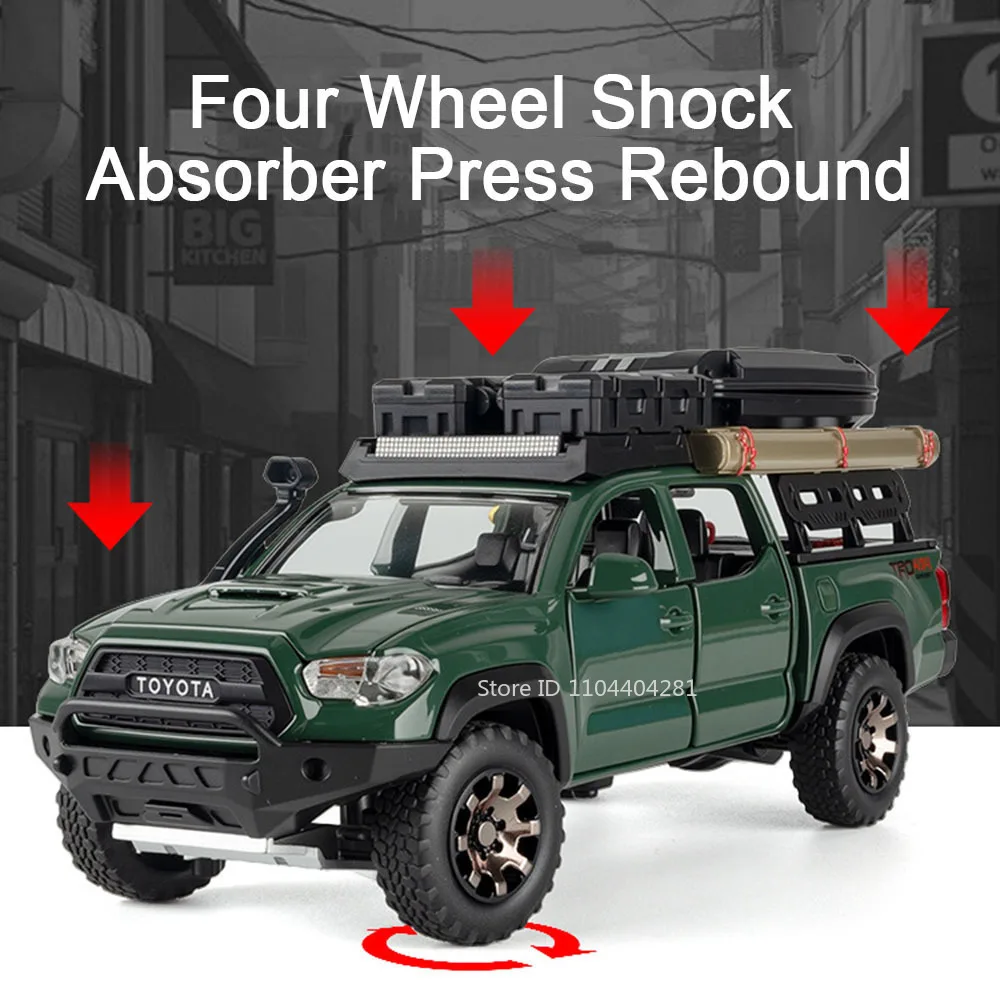 1:32 Tacoma Legierung Spielzeug Diecast Modell Reise Version Auto Türen Geöffnet Sound Licht Zurückziehen Geländewagen für Kinder Freund geschenk
