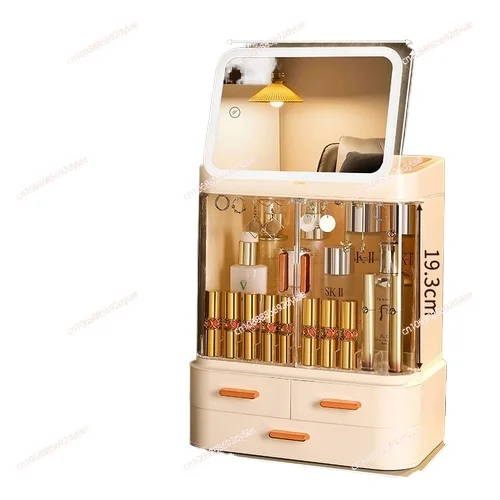 Desktop Cosmetics Storage Box High-Grade Dustproof Dressing Table with Mirror Skin Care Mask Storage Box