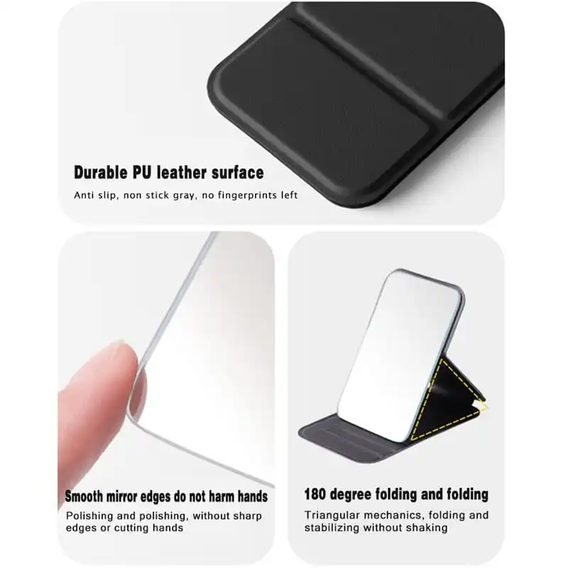 مرآة مكياج بسيطة ومتينة لسطح المكتب، مرآة محمولة قابلة للطي، أداة العناية بالوجه، نمط حروف عيد ميلاد سعيد