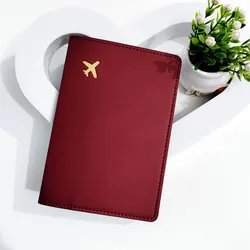 Funda de cuero PU para pasaporte de piezas, tarjetero ligero para avión, accesorios de viaje a la moda, 1 unidad