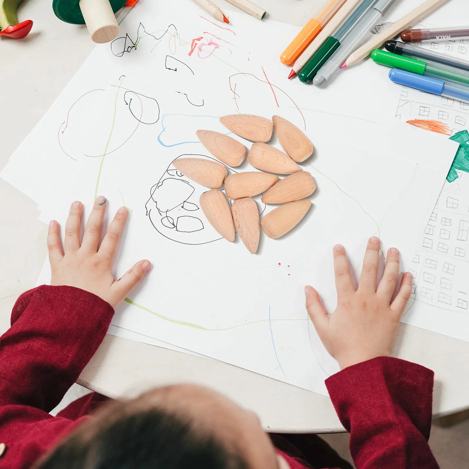 

10Pcs Wooden Peg People Unpainted DIY Wood Crafts Hand-Painted Decoration Painting Puppets Desktop Ornament Creative Art Gift