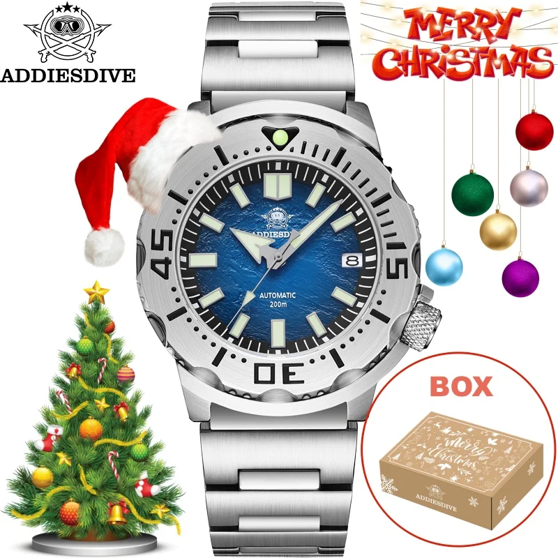 Addiesdive هدية الكريسماس ساعة للرجال BGW9 مضيئة الياقوت تصفح الأزرق الهاتفي Reloj غواص NH35 ساعة ميكانيكية أوتوماتيكية AD2047 #1