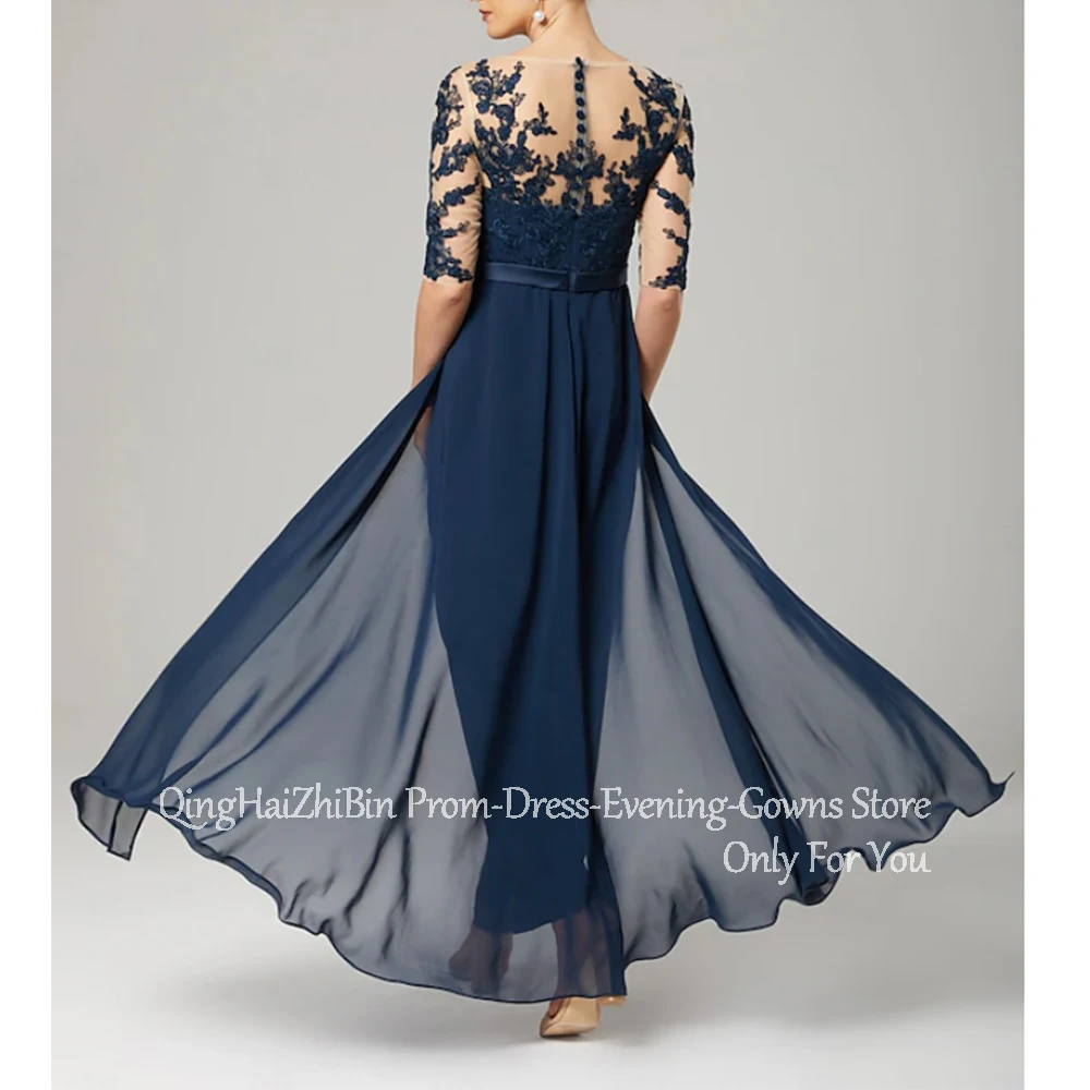 Tailleur pantalone lungo elegante personalizzato Abiti per la madre della sposa Mezza manica in pizzo Lunghezza caviglia Abito da sposo per festa di nozze 2025