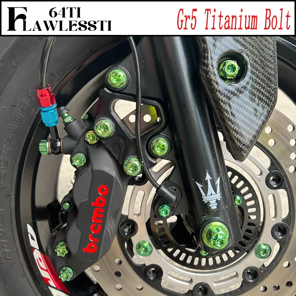 FLAWLESSTI Gr5 Titanium Bolts ABS Brake Disc Gear Oil Box Swingarn Shock Bolts Front Axle Rear Nut For Yamaha Nmax V1 V1 155