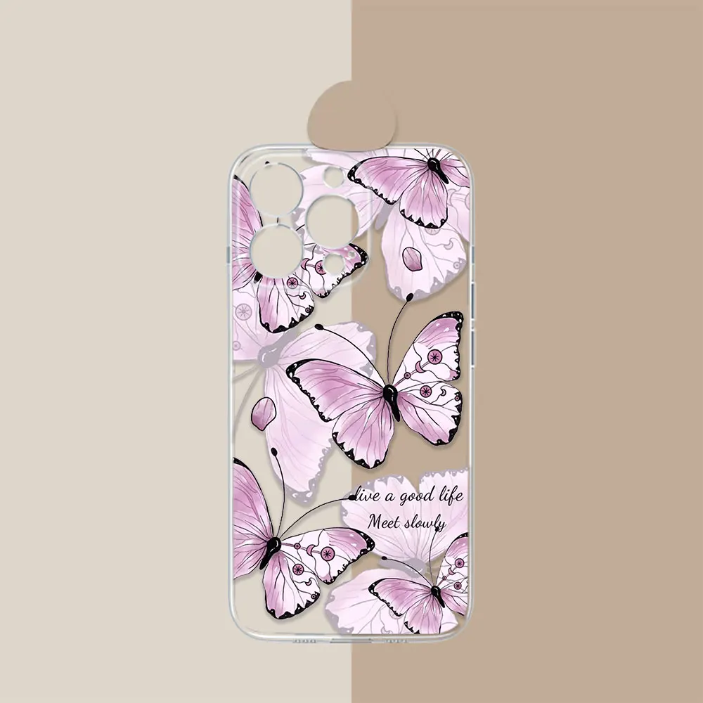 Cool Butterfly Flower Phone Case For OPPO RENO 11 11F 10 8 8Z 8T 7 7Z 6 6Z 5 5F 4 2F PRO PLUS LITE 4G 5G Transparent Soft Cover