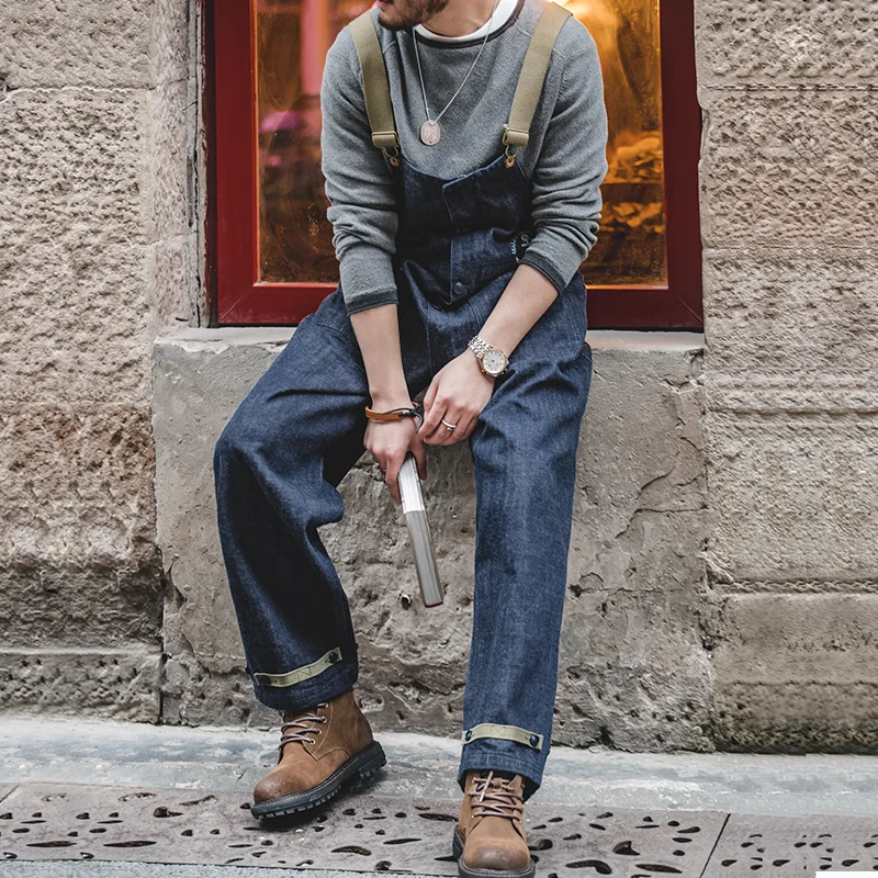 Maden Unisex Quần Yếm Denim Vintage Liền Quần Baggy Hải Quân Sàn Tàu Bộ Áo Liền Quần Cho Nữ Nam Ống Rộng Oversize Quần Jean Cặp Đôi Quần Áo