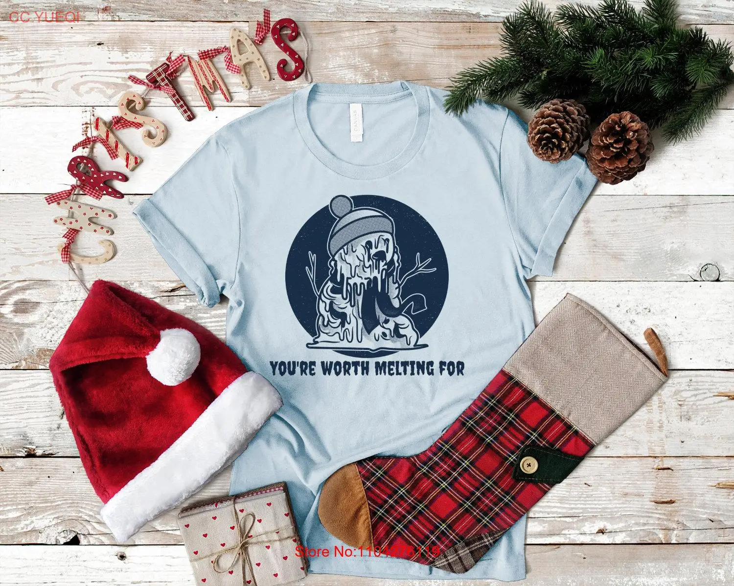 You're Worth Melting For T Shirt Snowman Christmas Holiday  long or short sleeves