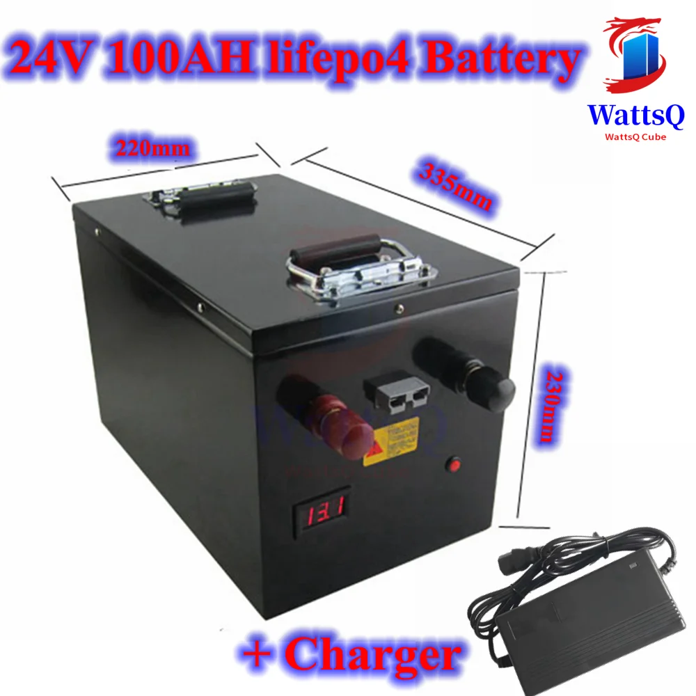 

Waterproof 24V 100AH lifepo4 Battery Electric bicycle Voltage display for 4800W Solar Forklift EV AGV UPS + 29.2v 10A Charger