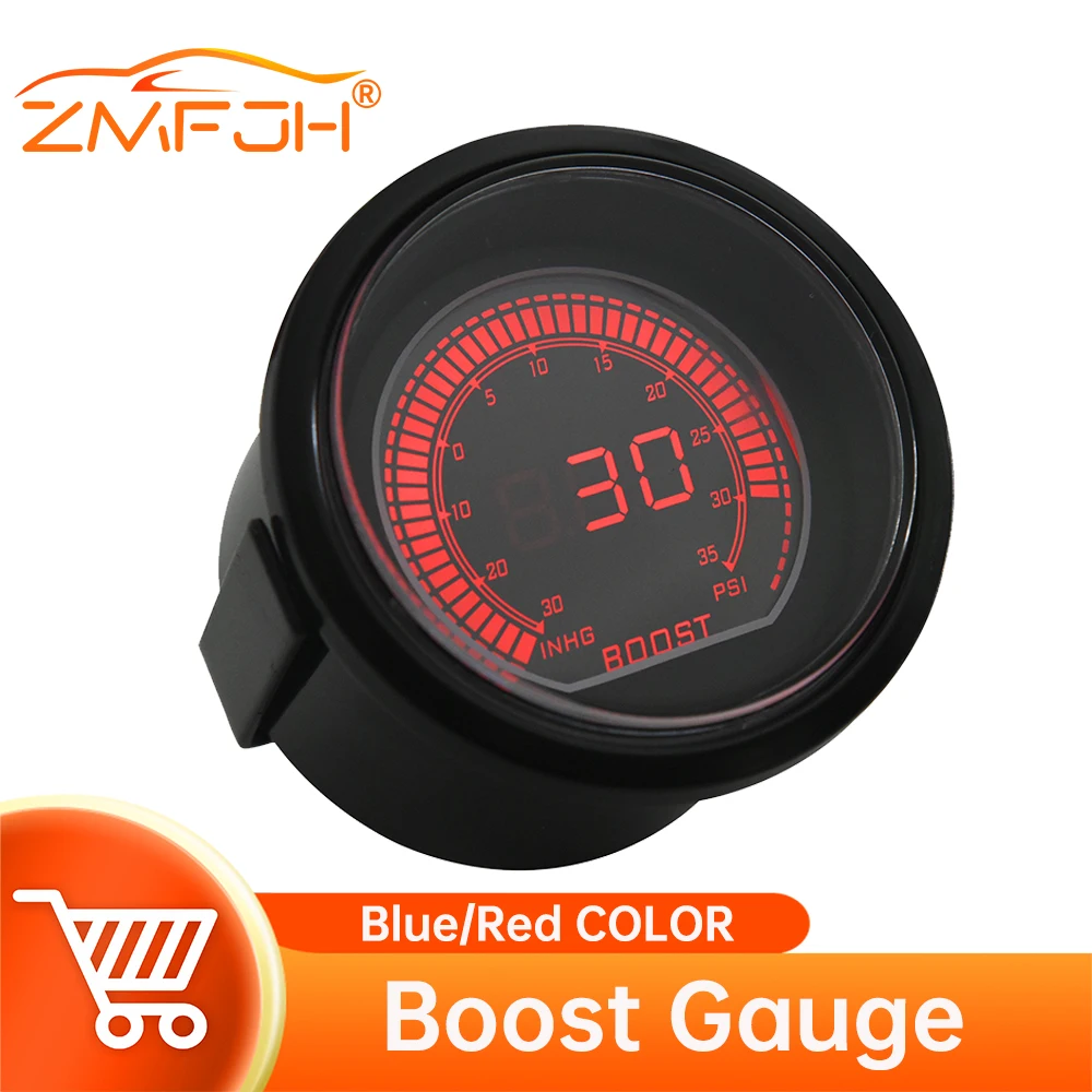 

52 мм Автомобильный цифровой датчик давления дыма светодиодный красный синий дисплей с подсветкой фотографический контроллер PSI для гонок 12 В