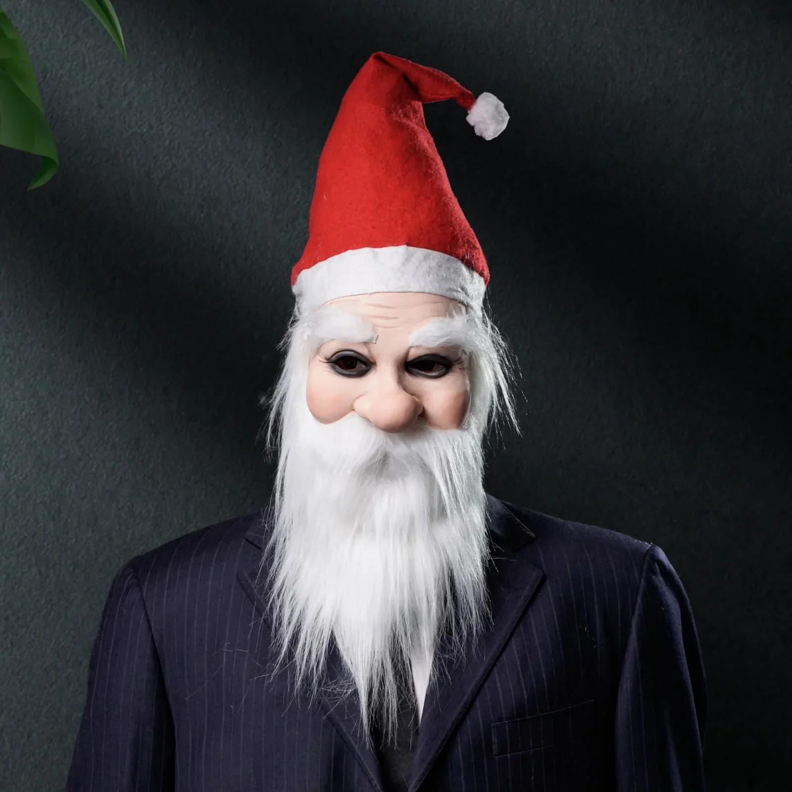 Máscara de Papá Noel realista: látex pintado a mano para bromas navideñas y Halloween | Accesorio de fiesta de calidad de película con detalle de barba realista
